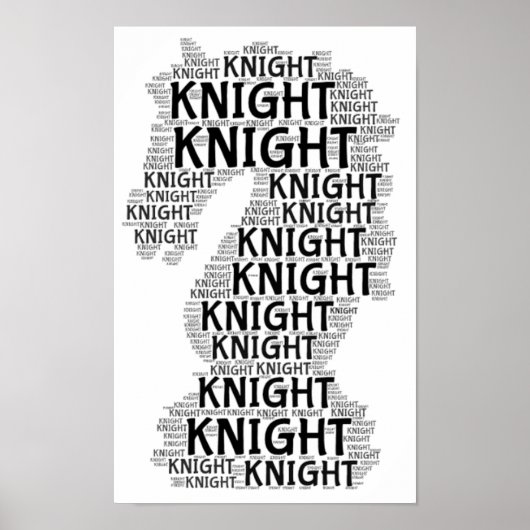 Chess Knight Word Afbeelding Poster (Voorkant)