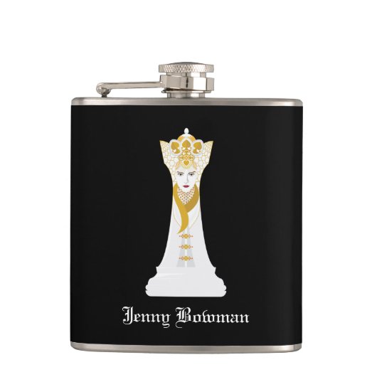 Chess koningin / Gepersonaliseerde naam Heupfles (Voorkant)