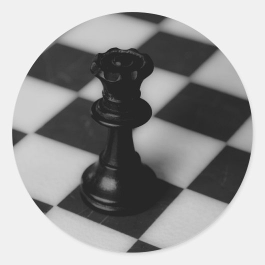 Chess koningin ronde sticker (Voorkant)