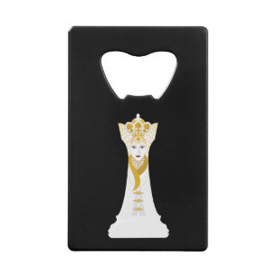 Chess koningin/zwart-wit creditkaart flessenopener