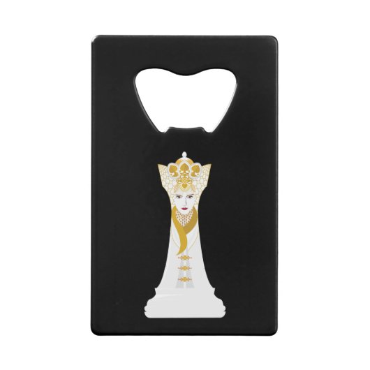 Chess koningin/zwart-wit creditkaart flessenopener (Voorkant)