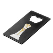 Chess koningin/zwart-wit creditkaart flessenopener (Voorkant Gekanteld)