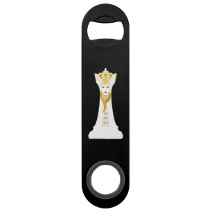 Chess koningin/zwarte en witte streep speed flessenopener