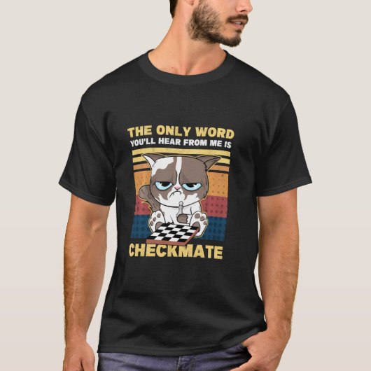 Chess Lov van Checkmate Cat Kitten Retro Chess Pla T-shirt (Voorkant)