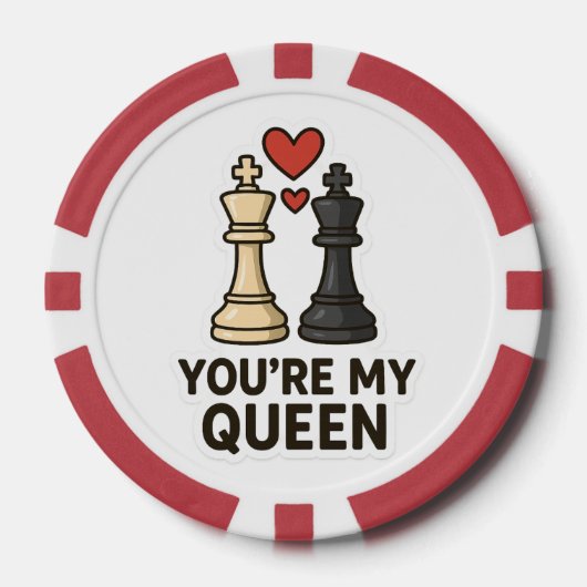 Chess Love Sticker – Black & White Kings Poker Chips (Voorkant)