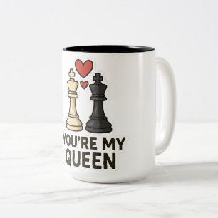 Chess Love Sticker – Black & White Kings Tweekleurige Koffiemok