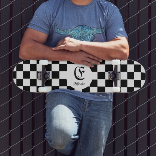 Chess Lover Custom Name Initiaal Persoonlijk Skateboard (Buiten 3)