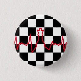 Chess Lover Heart Beat Pulse Queen Game Piece Ronde Button 3,2 Cm