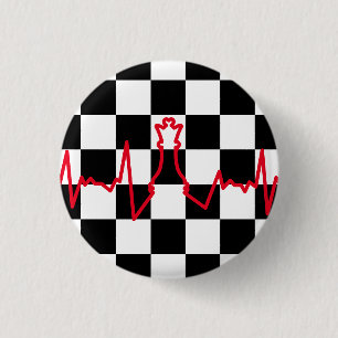 Chess Lover Heart Beat Pulse Queen Game Piece Ronde Button 3,2 Cm