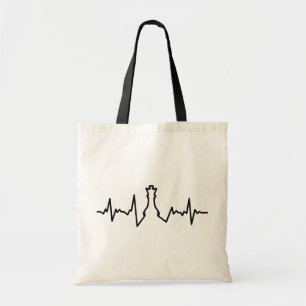 Chess Lover Heart Beat Pulse Queen Game Piece Tote Bag