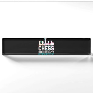 Chess maakt me blij met Humor Funny Gift Naambordje