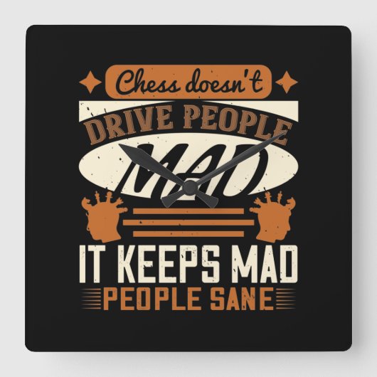 Chess maakt mensen niet gek vierkante klok (Voorkant)
