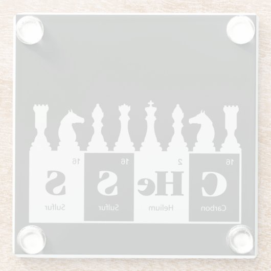 Chess Made of Elements Graphic Chess Piecessdesign Glazen Onderzetter (Achterkant)