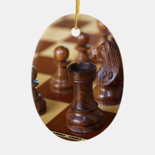 Chess Mahogany Keramisch Ornament (Voorkant)