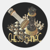 Chess Maniac Ronde Sticker (Voorkant)