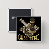 Chess Maniac Vierkante Button 5,1 Cm (Voorkant /achterkant)