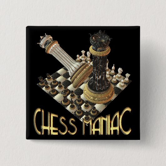 Chess Maniac Vierkante Button 5,1 Cm (Voorkant)