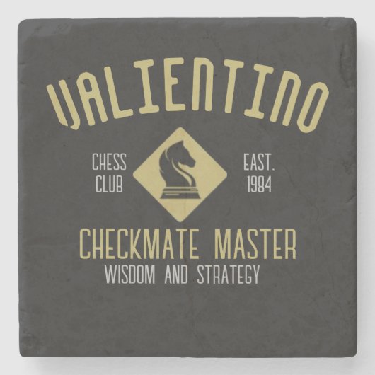 Chess master horse custom name chessman stenen onderzetter (Voorkant)