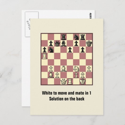 Chess Mate in 1 puzzel #4 Briefkaart (Voorkant / Achterkant)