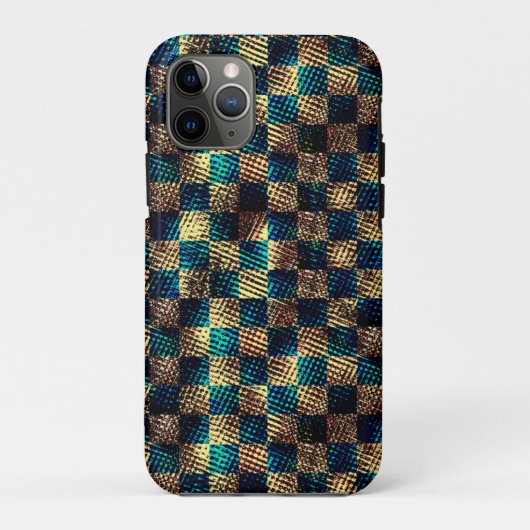 Chess met een vuil en krasachtig effect, geel blau Case-Mate iPhone case (Achterkant)