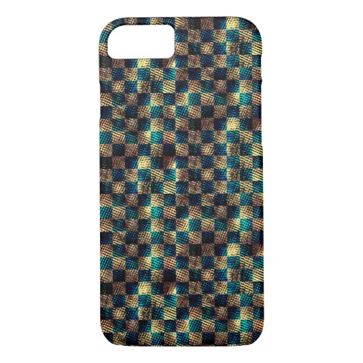 Chess met een vuil en krasachtig effect, geel blau Case-Mate iPhone case (Achterkant)