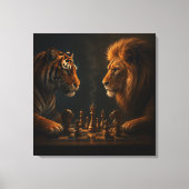 Chess of Kings – Lion vs Tiger Strategic Art Canvas Afdruk (Voorkant)
