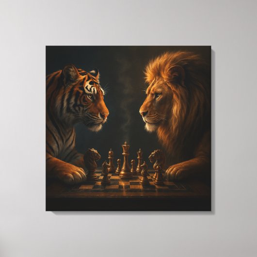 Chess of Kings – Lion vs Tiger Strategic Art Canvas Afdruk (Voorkant)