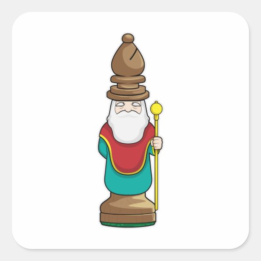 Chess part Bishop Chess Vierkante Sticker (Voorkant)