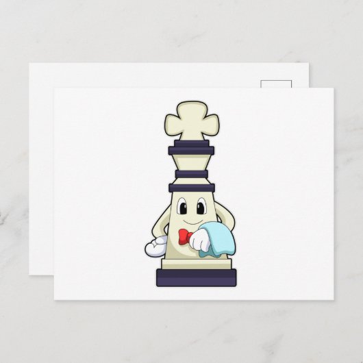 Chess part King als Waiter met Towel Briefkaart (Voorkant / Achterkant)