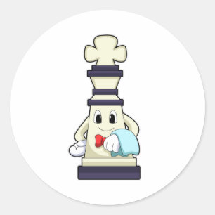 Chess part King als Waiter met Towel Ronde Sticker