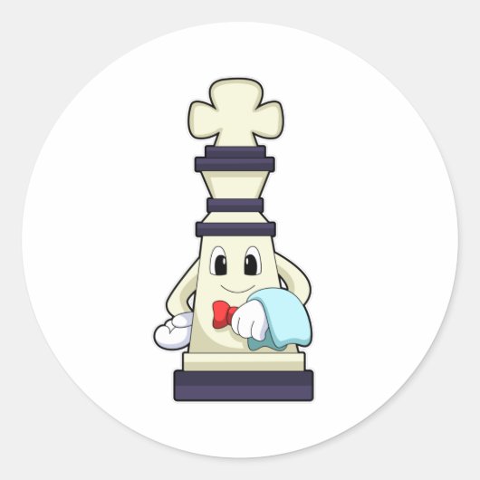 Chess part King als Waiter met Towel Ronde Sticker (Voorkant)