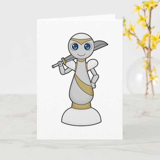 Chess part Pawn Sword Chess Kaart (Gele Bloem)