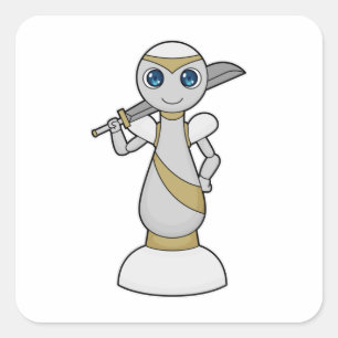 Chess part Pawn Sword Chess Vierkante Sticker