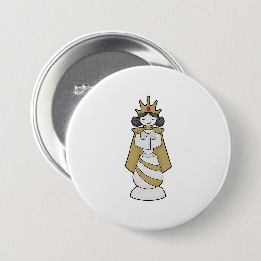Chess part Queen Crown Chess Ronde Button 7,6 Cm (Voorkant /achterkant)