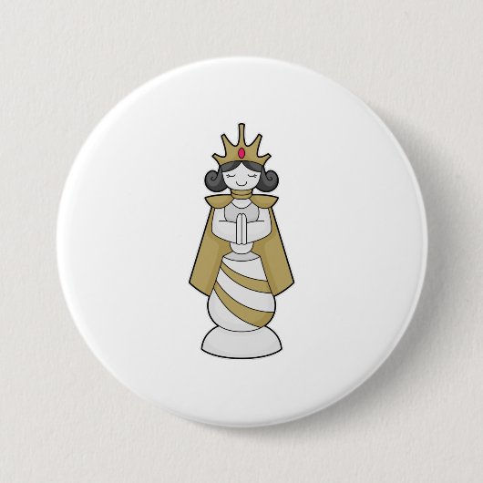 Chess part Queen Crown Chess Ronde Button 7,6 Cm (Voorkant)