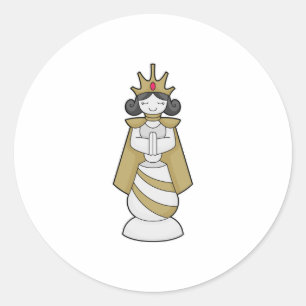 Chess part Queen Crown Chess Ronde Sticker