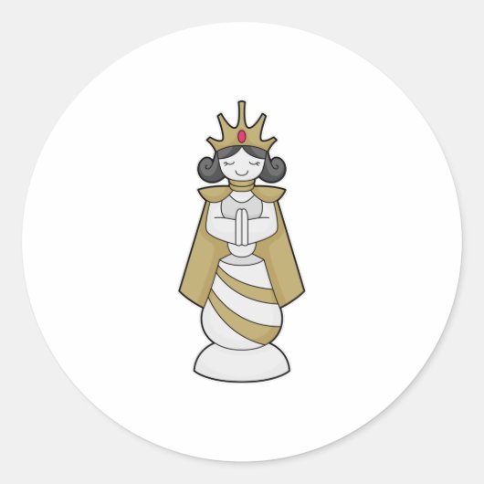 Chess part Queen Crown Chess Ronde Sticker (Voorkant)
