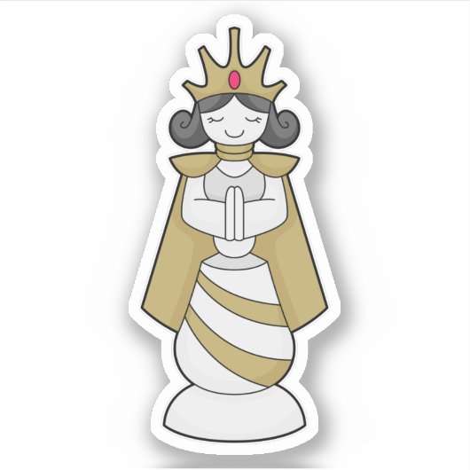Chess part Queen Crown Chess Sticker (Voorkant)