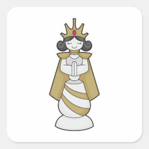 Chess part Queen Crown Chess Vierkante Sticker