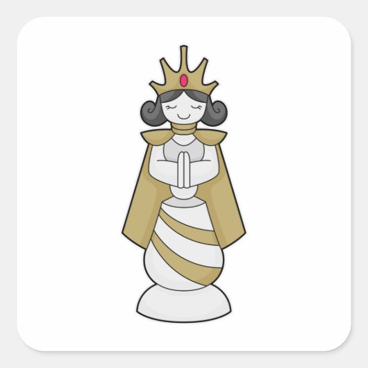 Chess part Queen Crown Chess Vierkante Sticker (Voorkant)