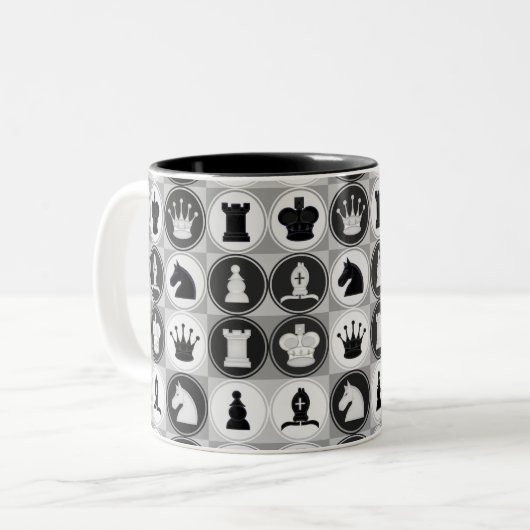 Chess Pattern Tweekleurige Koffiemok (Voorkant links)