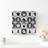 Chess Pattern Vierkante Klok (Huis)