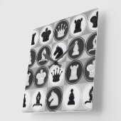 Chess Pattern Vierkante Klok (Hoek)