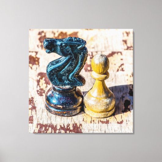 Chess Pawn en Knight - Veteranen Canvas Afdruk (Voorkant)