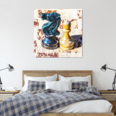 Chess Pawn en Knight - Veteranen Canvas Afdruk (Insitu (Slaapkamer))