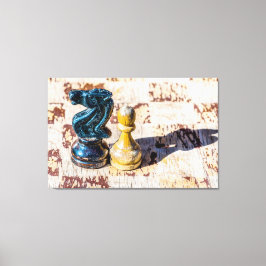 Chess Pawn en Knight - Veteranen Canvas Afdruk