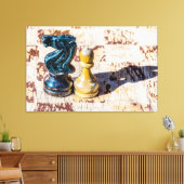 Chess Pawn en Knight - Veteranen Canvas Afdruk (Insitu (Woonkamer))