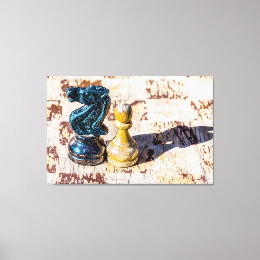 Chess Pawn en Knight - Veteranen Canvas Afdruk (Voorkant)