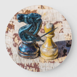 Chess Pawn en Knight - Veteranen Grote Klok