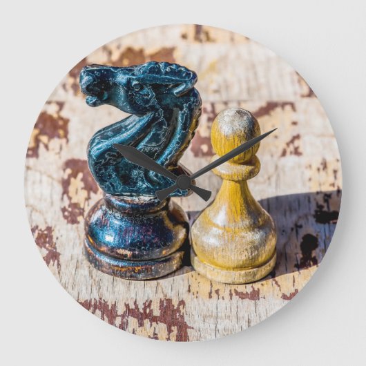 Chess Pawn en Knight - Veteranen Grote Klok (Voorkant)
